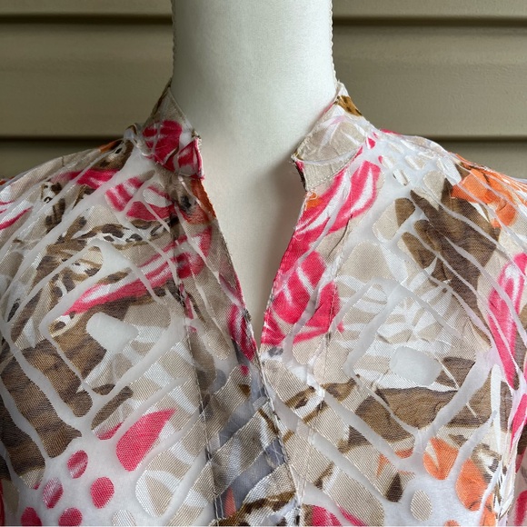 •Hearts of Palm• Sheer Button Down Blouse/Jacket - Size 10P - Picture 3 of 8